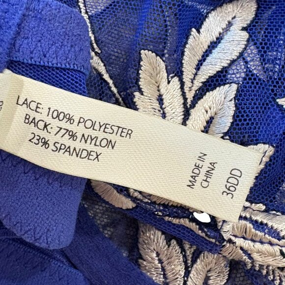 Soma Embroidered Lace Bra 36D Womens Underwire Supportive Navy & Gold - Picture 5 of 5